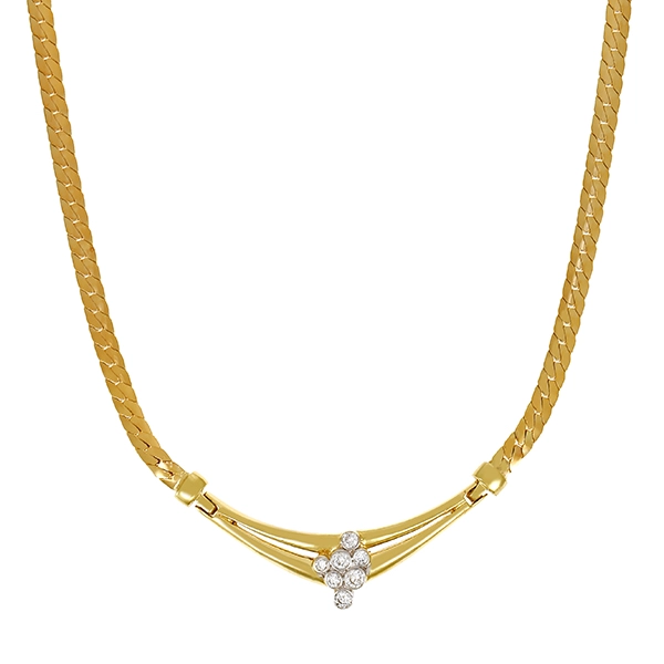 Collier, 14K, Gelb-/Weißgold, Brillanten