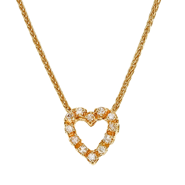 Collier, 14K, Gelbgold, Brillanten, Herz