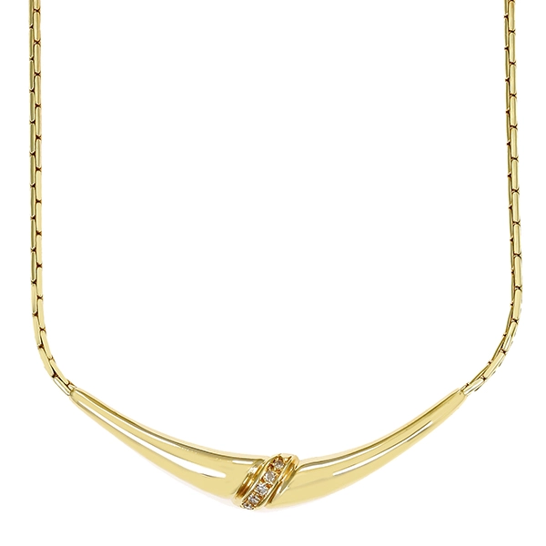 Collier, 14K, Gelbgold, Diamanten