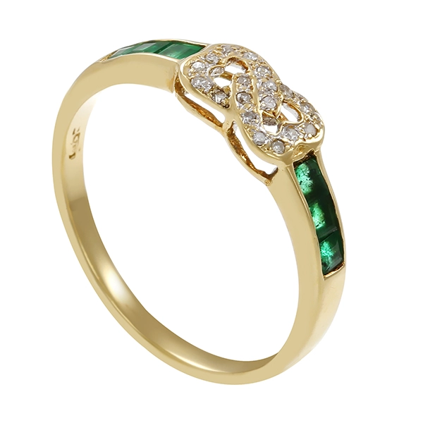 Ring, 18K, Gelbgold, Smaragde, Diamanten, U53