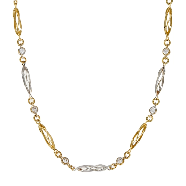 Collier, 14K, Gelb-/Weißgold, Zirkonia