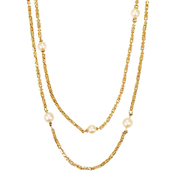 Collier, 14K, Gelbgold, Perle