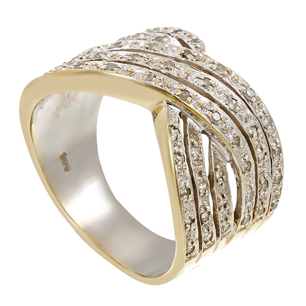 Ring, 14K, Gelb-/Weißgold, Diamanten