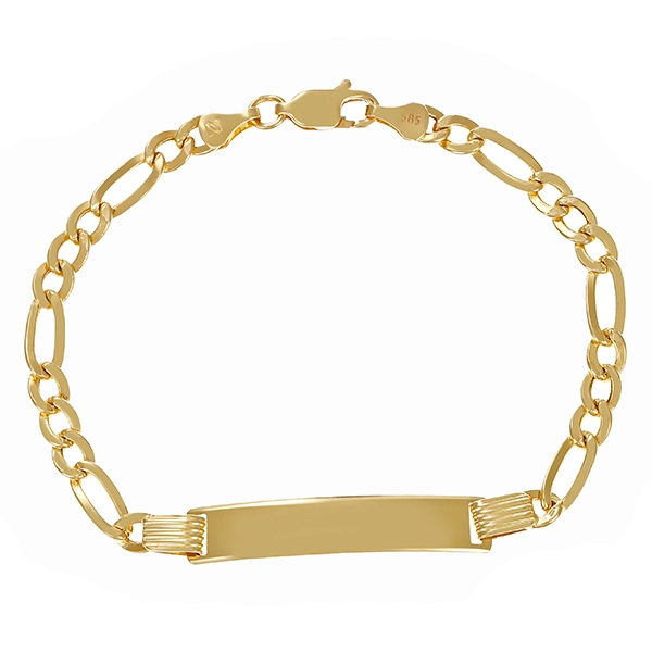 Armband mit Gravurplatte, 14K, Gelbgold, L16cm