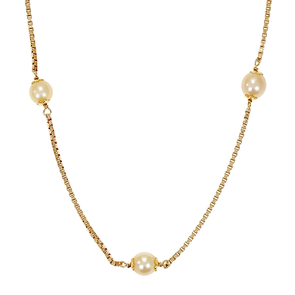 Kette, 18K, Gelbgold, Perlen