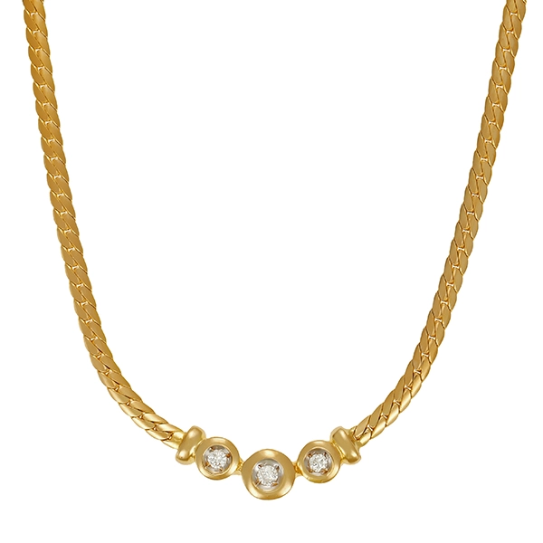 Collier, 14K, Gelb-/Weißgold, Brillanten