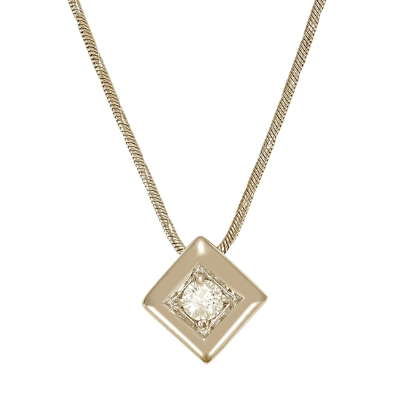 Collier, 14K, Weißgold, Brillant 0,15 ct