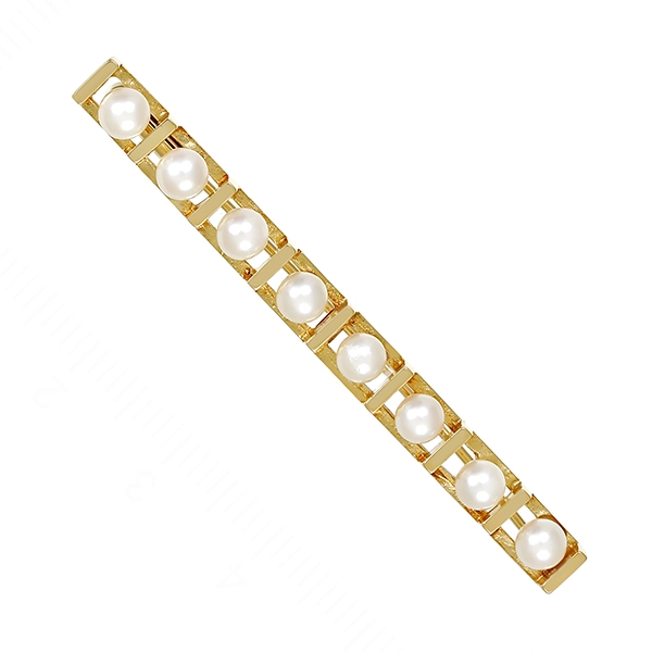 Brosche, 14K, Gelbgold, Perle