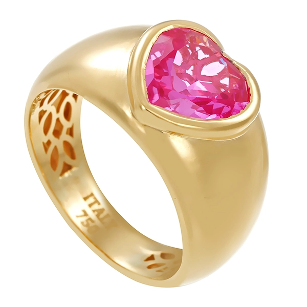 Ring, 18K, Gelbgold, synthetischer Korund