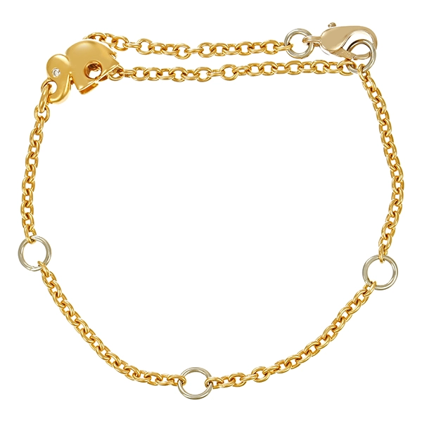 Armband, 14K, Gelb-/Weißgold, Brillante, Elefant, L17-21cm