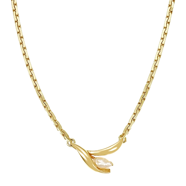 Collier, 14K, Gelbgold, Perle