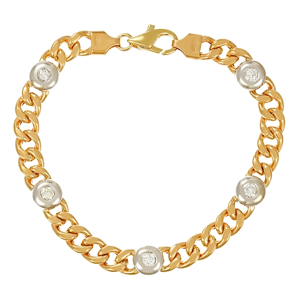 Armband, 14K, Gelb-/Weißgold, Brillanten, L 19cm