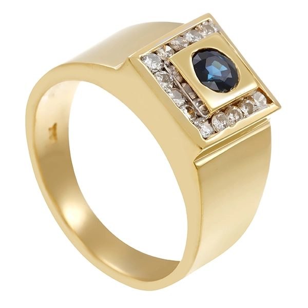 Ring, 18K, Gelbgold, Saphir, Brillanten