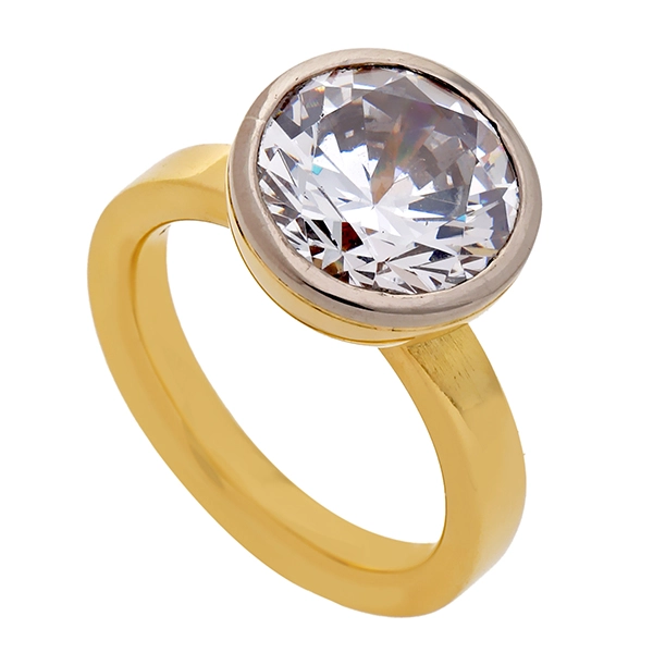 Ring, 18K, Gelb-/Weißgold, Zirkonia