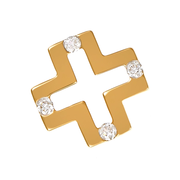 Anhänger, 14K, Gelbgold, Brillanten, Kreuz