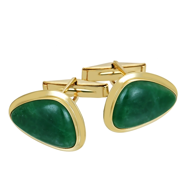 Manschettenknöpfe, 14K, Gelbgold, Aventurine