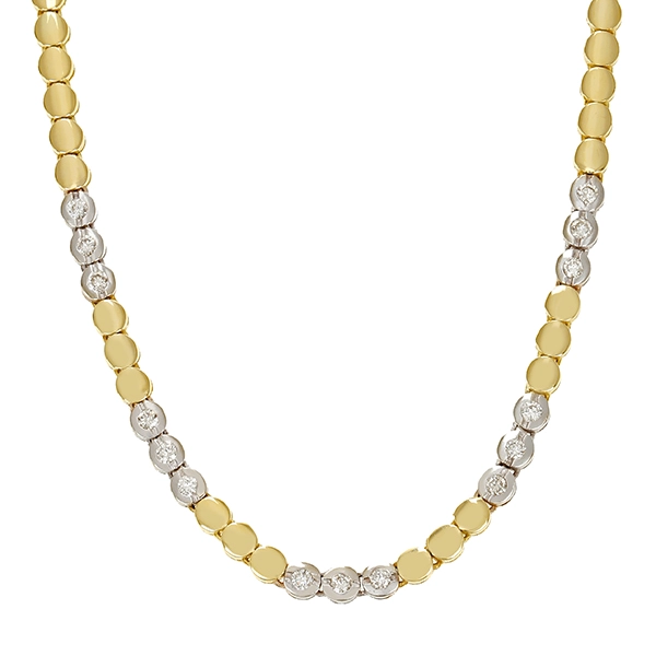 Collier, 14K, Gelb-/Weißgold, Brillanten