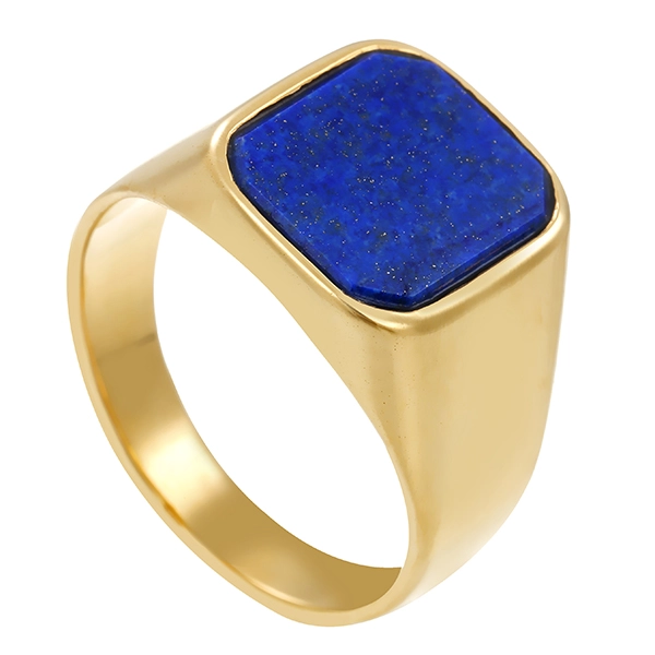 Herrenring, 14K, Gelbgold, Lapis