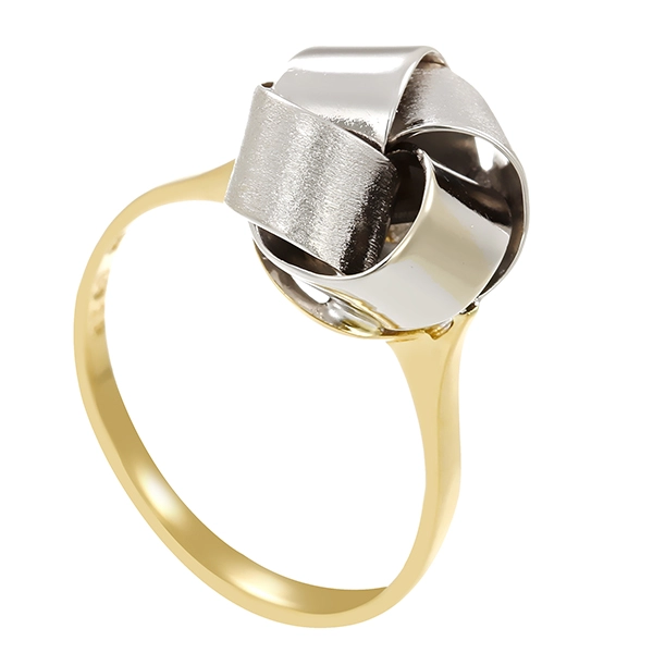 Ring, 14K, Gelb-/Weißgold, Knoten