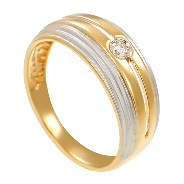 Ring, 14K, Gelb-/Weißgold, Brillant