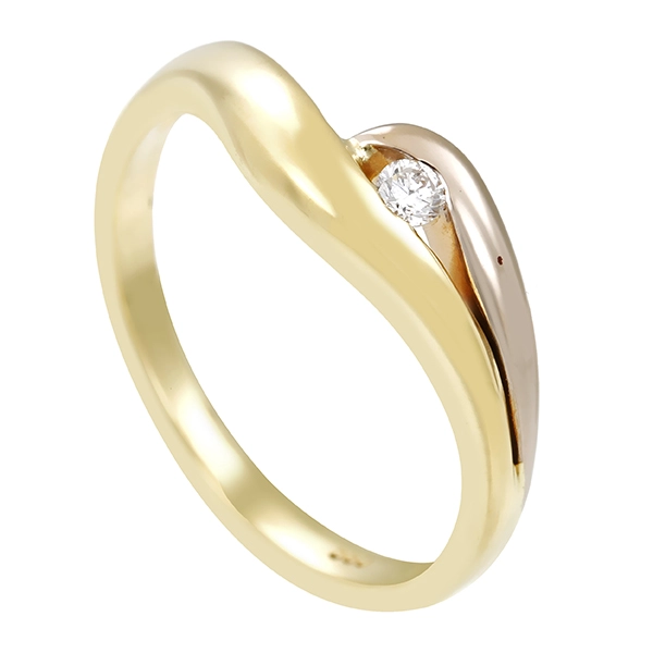 Diamantring, 14K, Gelb-/Weißgold, Brillant