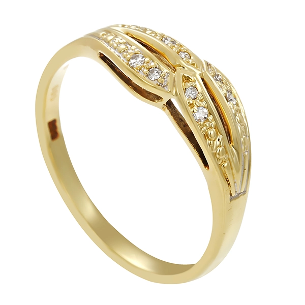 Damenring, 14K, Gelbgold, Diamanten 