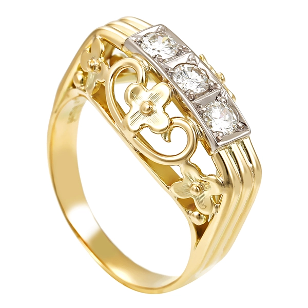 Diamantring, 14K, Gelb-/Weißgold, Brillant(en) 0,30ct