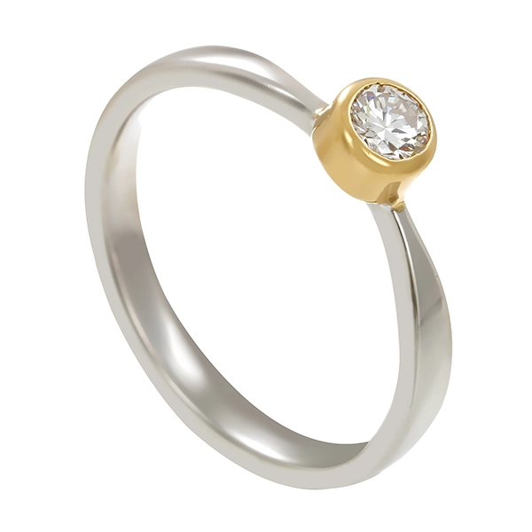 Brillantring, 14K, Weiß-/Gelbgold, ca. 0,15ct