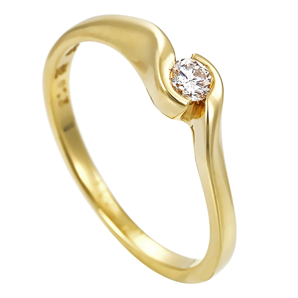 Diamantring, 14K, Gelbgold, Brillant 0,13 ct