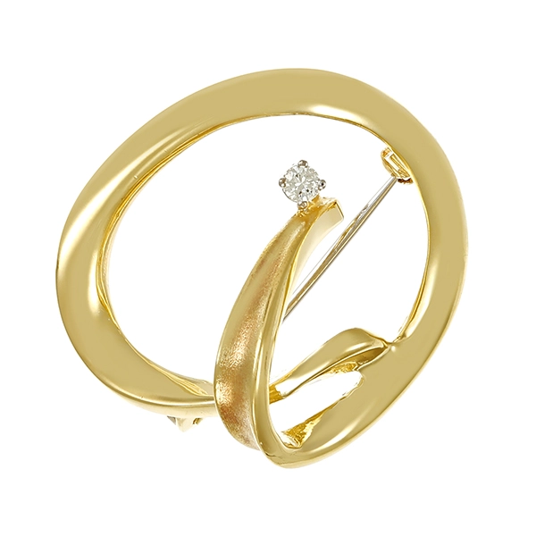 Brosche, 14K, Gelbgold, Brillant