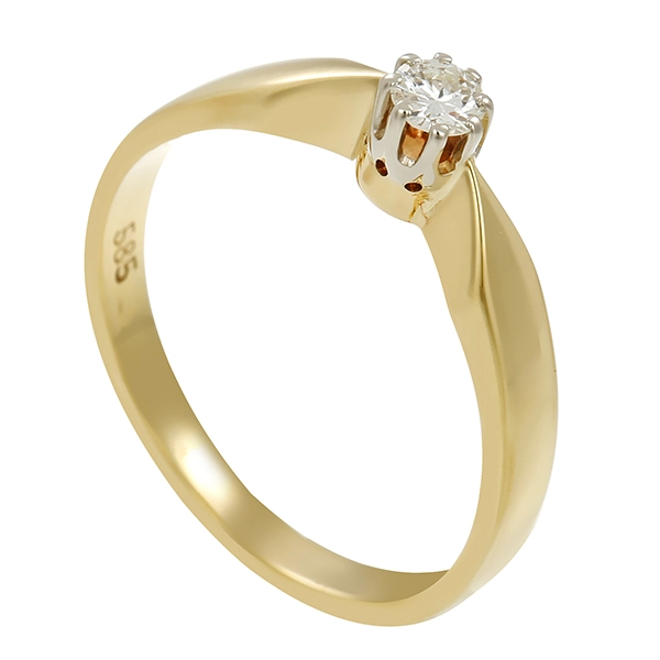 Brillantring, 14K, Gelb-/Weißgold, ca. 0,13ct