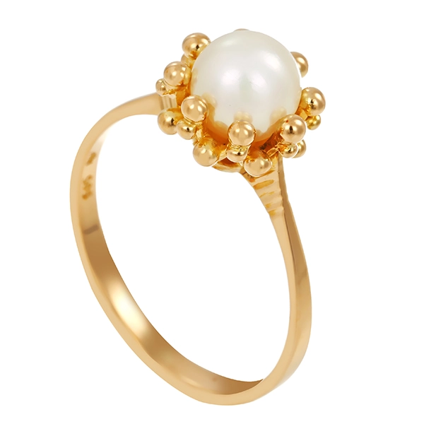 Ring, 14K, Gelbgold, Perle