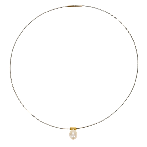 Collier, 18K, Gelb-/Weißgold, Perle, Reif