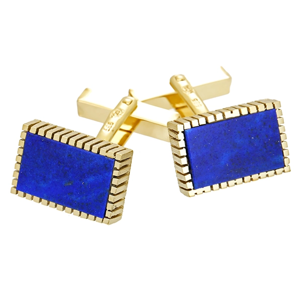 Manschettenknöpfe, 14K, Gelbgold, Lapis