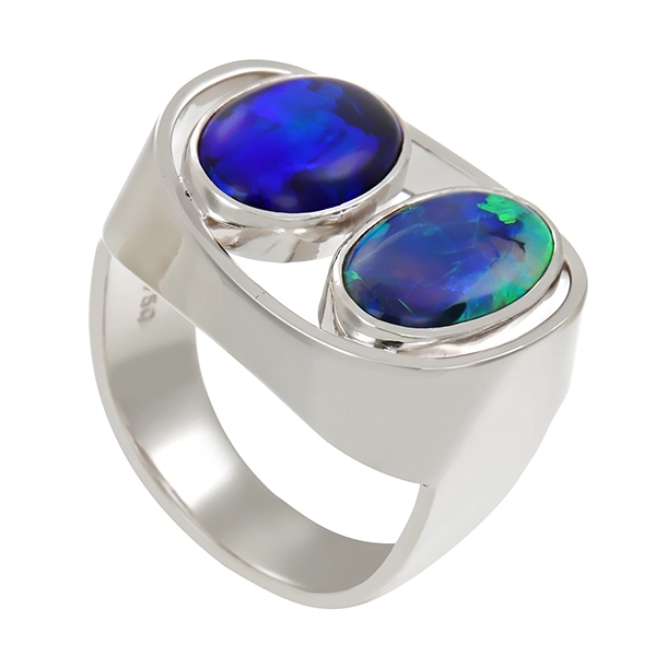 Ring, 18K, Weißgold, Opal