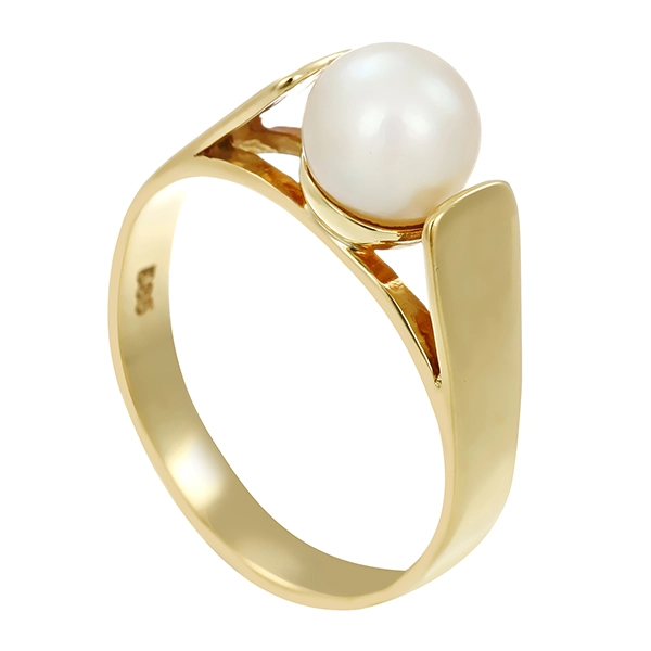 Ring, 14K, Gelbgold, Perle