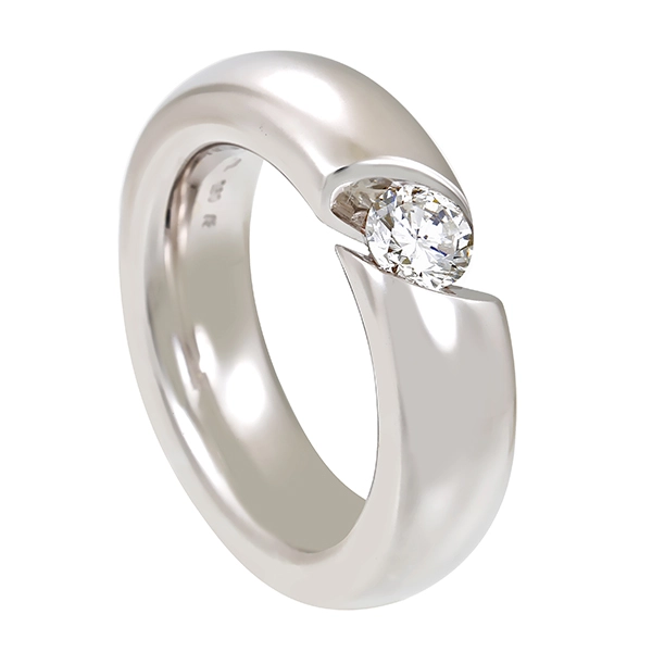 Diamantring, 18K, Weißgold, Brillant 0,60 ct