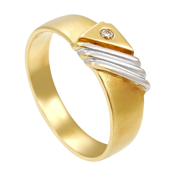 Herrenring, 18K, Gelb-/Weißgold, Brillant