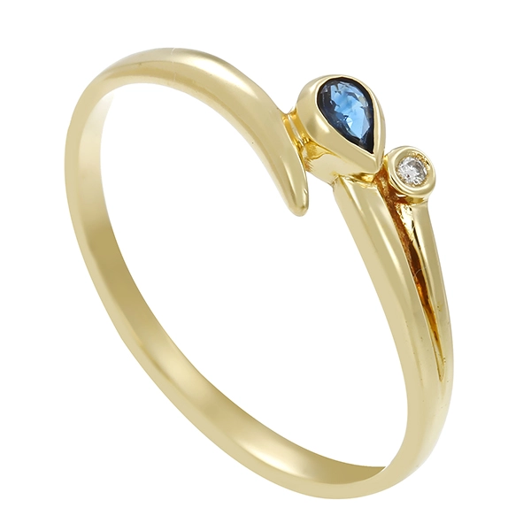 Ring, 14K, Gelbgold , Saphir, Brillant