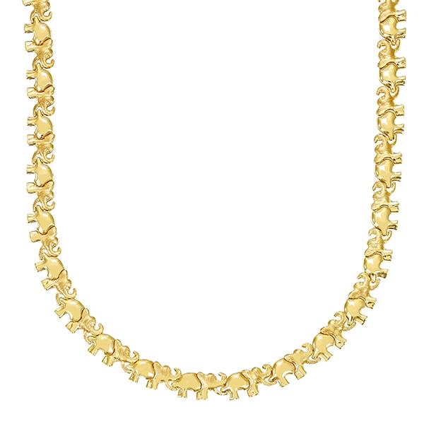 Collier, 14K, Gelbgold, Elefanten 