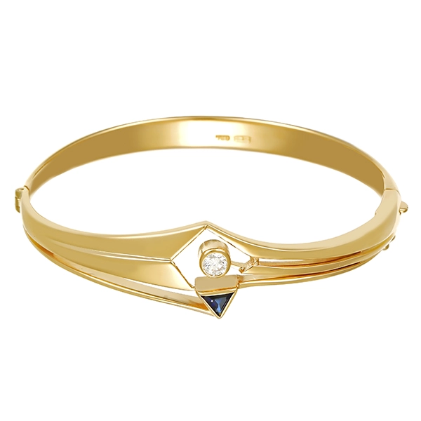 Armreif, 18K, Gelbgold, Saphir, Brillant 0,30 ct