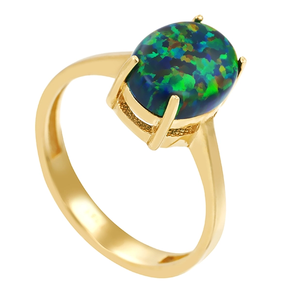 Ring, 14K, Gelbgold, synthetischer Opal