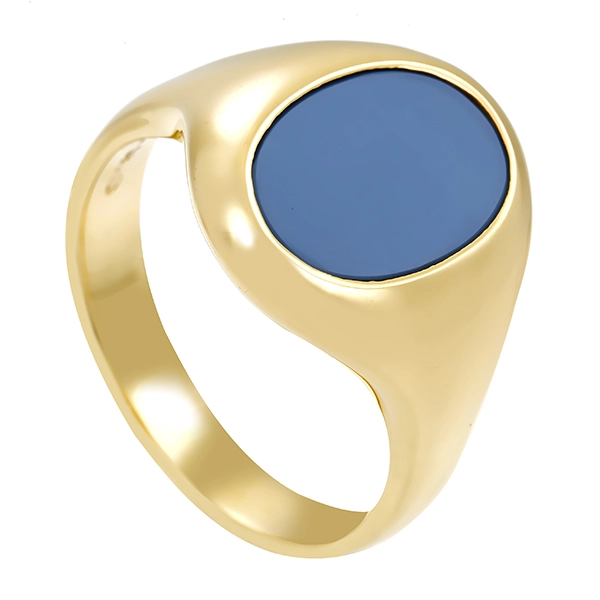 Herrenring, 14K, Gelbgold, Lagenstein