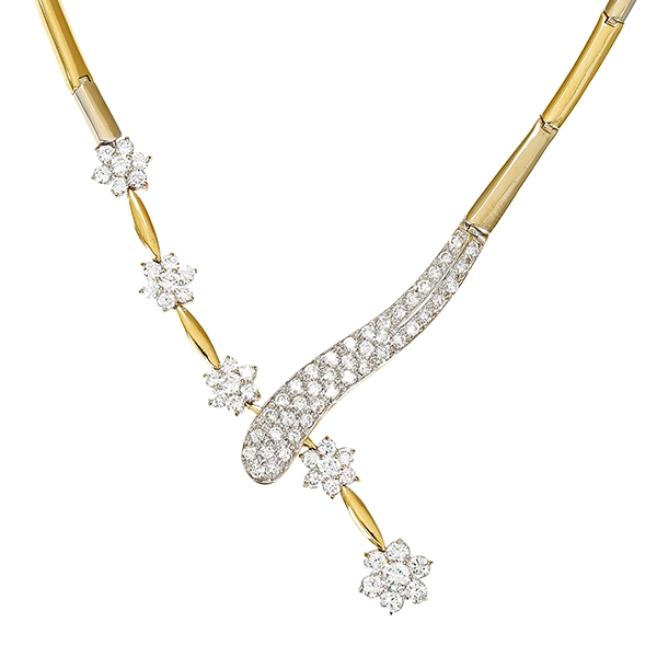 Collier, 14K, Gelb-/Weißgold, Zirkonia