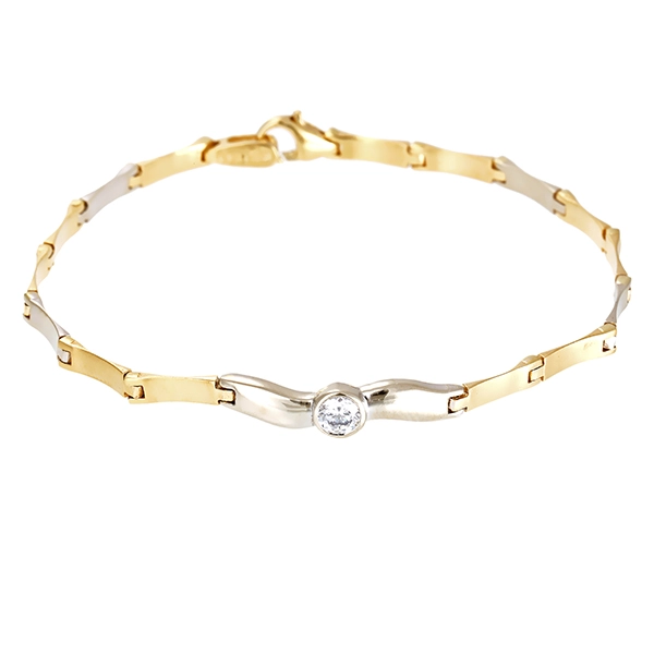 Armband, 14K, Gelb-/Weißgold, Zirkonia