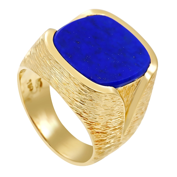 Herrenring, 18K, Gelbgold, Lapis