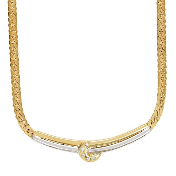 Collier, 14K, Gelb-/Weißgold, Brillanten