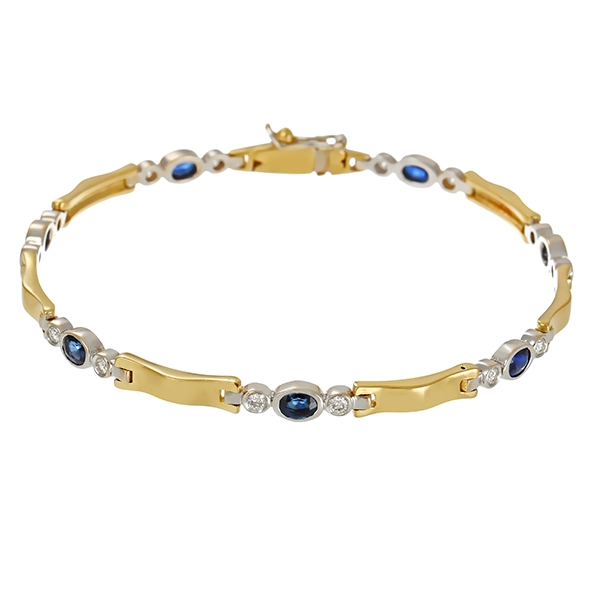 Armband, 18K, Gelb-/Weißgold, Brillanten, Saphire, L18cm