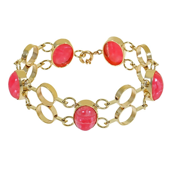 Armband, 8K, Gelbgold, Rhodochrosite