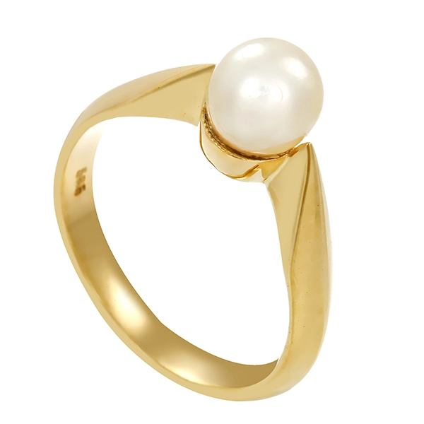 Ring, 14K, Gelbgold, Perle 